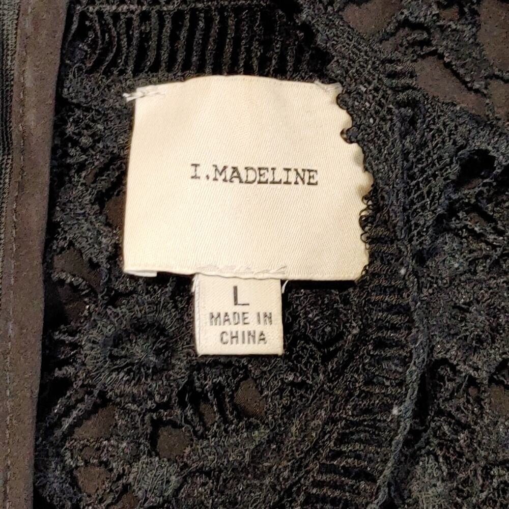 I.Madeline Lace Long Sleeve Black Lined Peplum Blouse Top Womens Large - Picture 4 of 10
